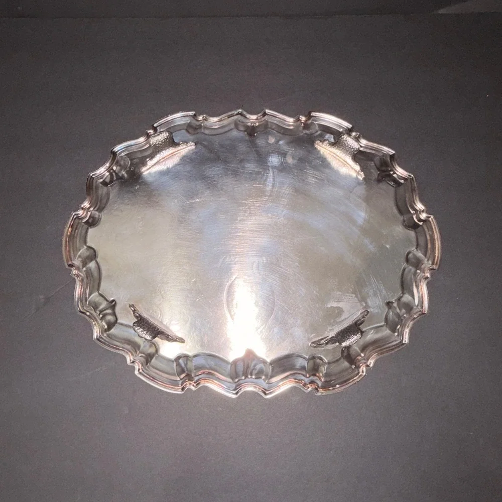 Vtg 1978 LEONARD Silver Plated Chippendale Tray 14